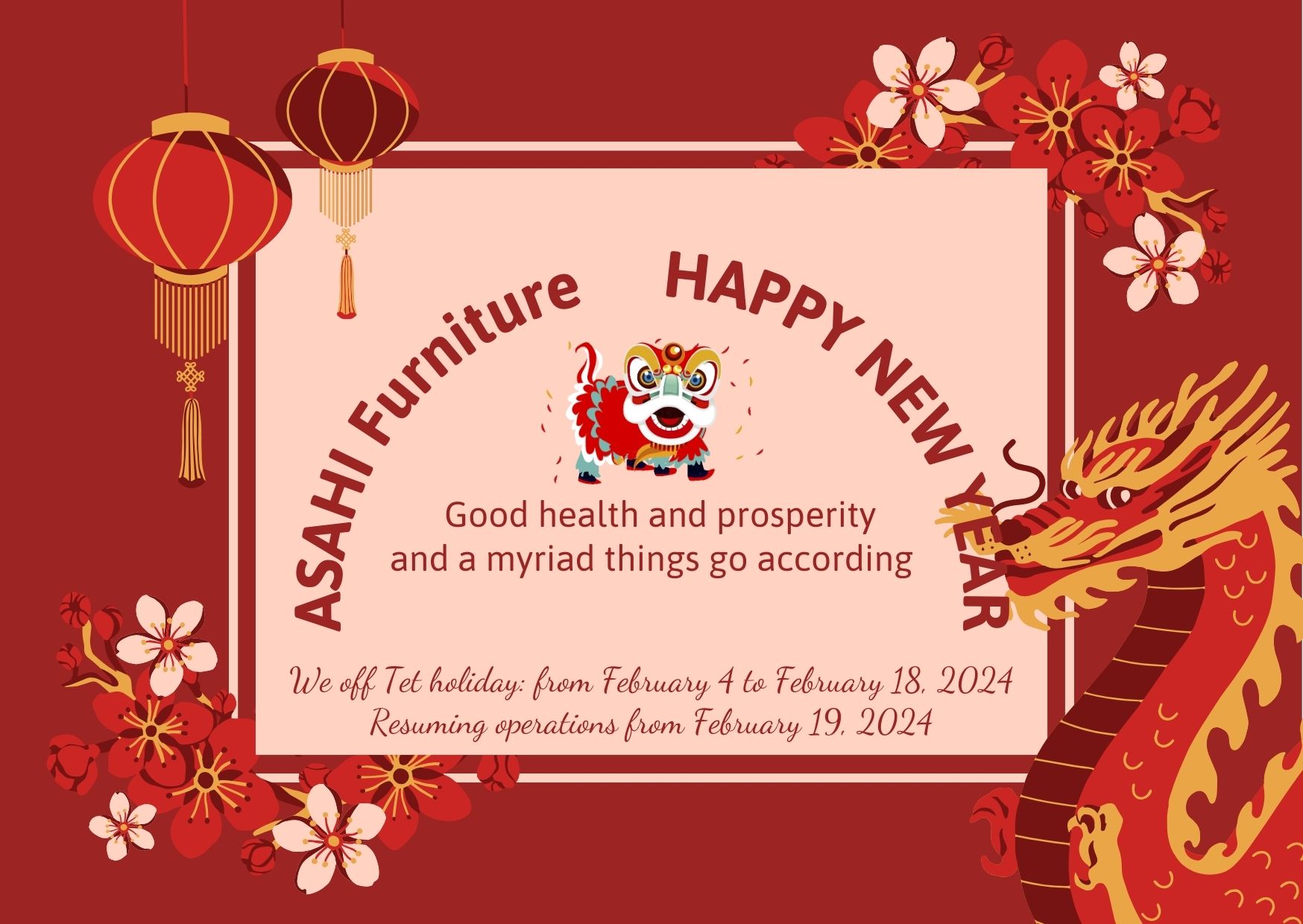 ASAHI Furniture HAPPY NEW YEAR – Lunar New Year 2024
